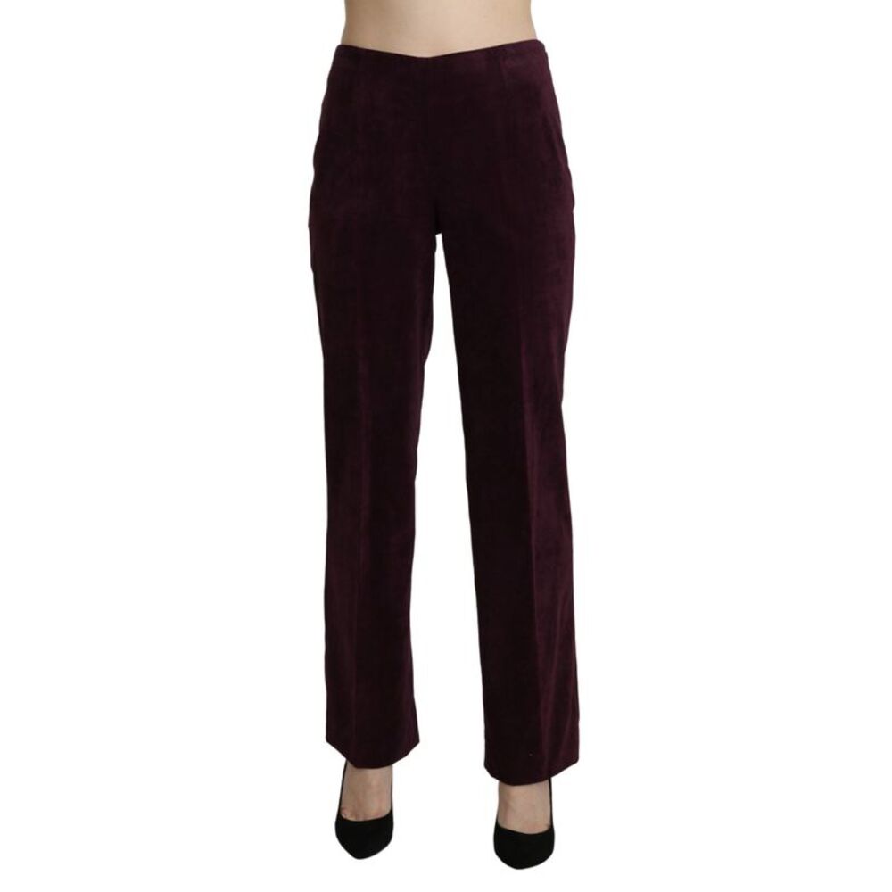 BENCIVENGA Purple Suede High Waist Straight Trouser Women's Pants